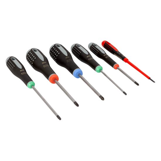 Conjunto de 6 chaves ERGO™<br/>Para parafusos de Fenda,Phillips, Pozidriv e TORX®
 - BE-9871