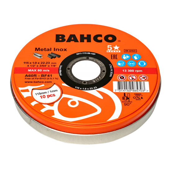 Set of high-performance abrasive cutting discs for general use in stainless steel and metal 115 x 1.0 x 22.23 mm - 10 pieces - 3911-115-IM-10P