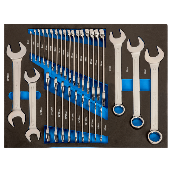 3/3 foam inserts with combination open-end wrenches - 31 pcs