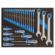 3/3 foam inserts with combination spanners and screwdrivers - 27 pcs