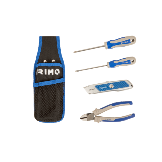 Textile bag with 4 tools for electricians with cutting pliers