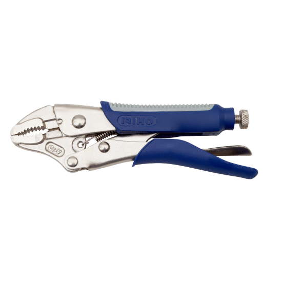 Locking pliers, curved jaws and soft grip 250 mm