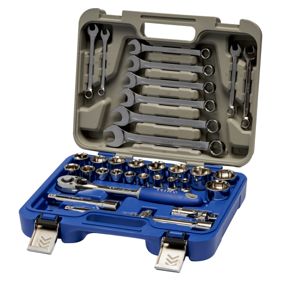 1/2 socket and combination wrench set, 33 pcs hex keys