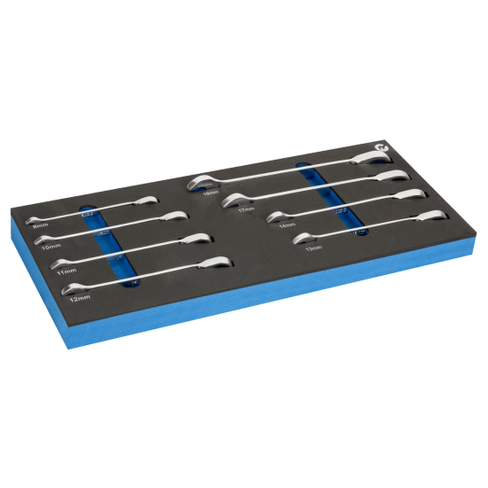 1/3 foam inserts with combination spanners and ratchet - 8 pcs