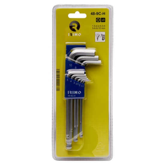 Suporte para chaves de esferas sextavadas cromadas, conjunto de 9 Pcs 1,5-10 mm