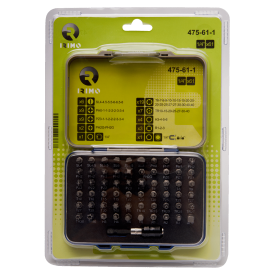 1/4 Bit Set of 61 Pcs with Adapter, Holder for Qr Bits