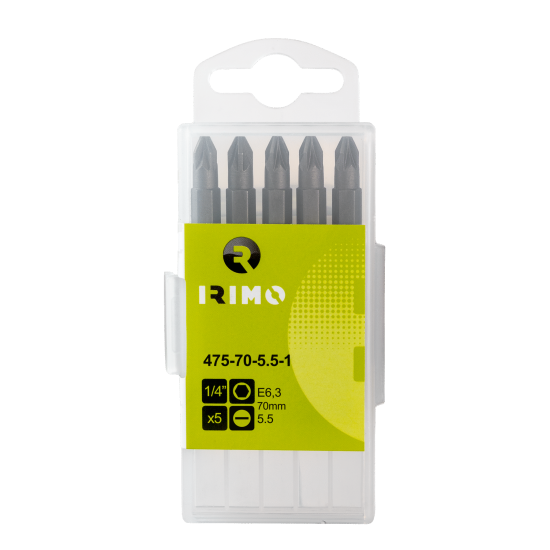 Screwdriver with 1/4, 3, 70 mm bits, box of 5 pcs